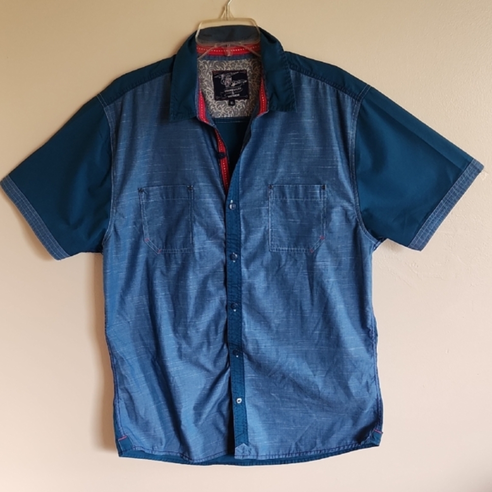 Tranquility & Mayhem, Men's Blue Short Sleeve Shirt, Size‎ XL